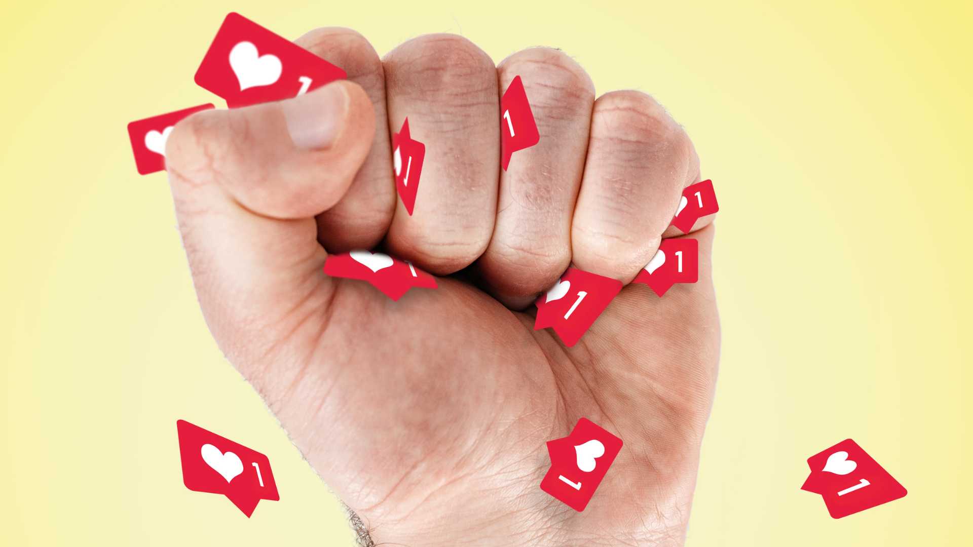 "Likes" écraser dans une main