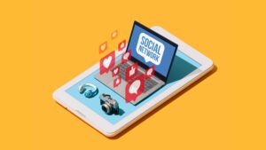 Image en 3d des réseaux sociaux sur mobile