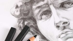 Dessin au fusain d'un portrait